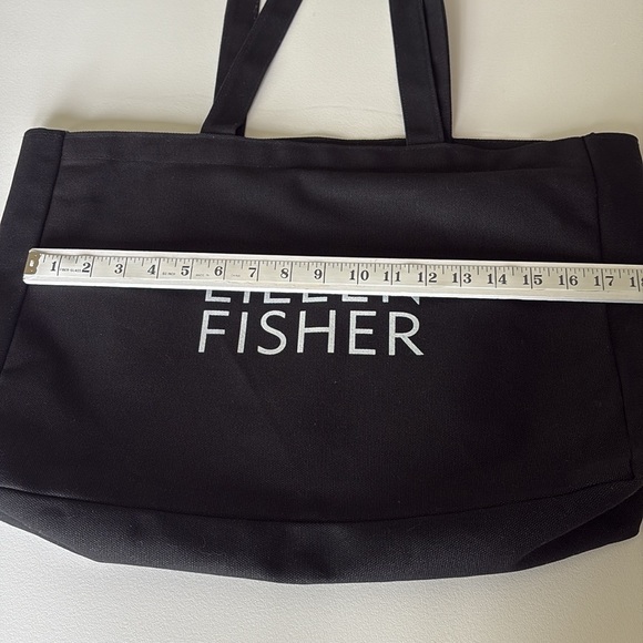 Eileen Fisher Logo Canvas Tote Bag Black & White Thick Office Travel 17x13x3.5" - Picture 9 of 11